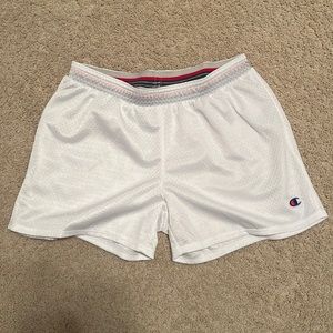 White, champion running shorts